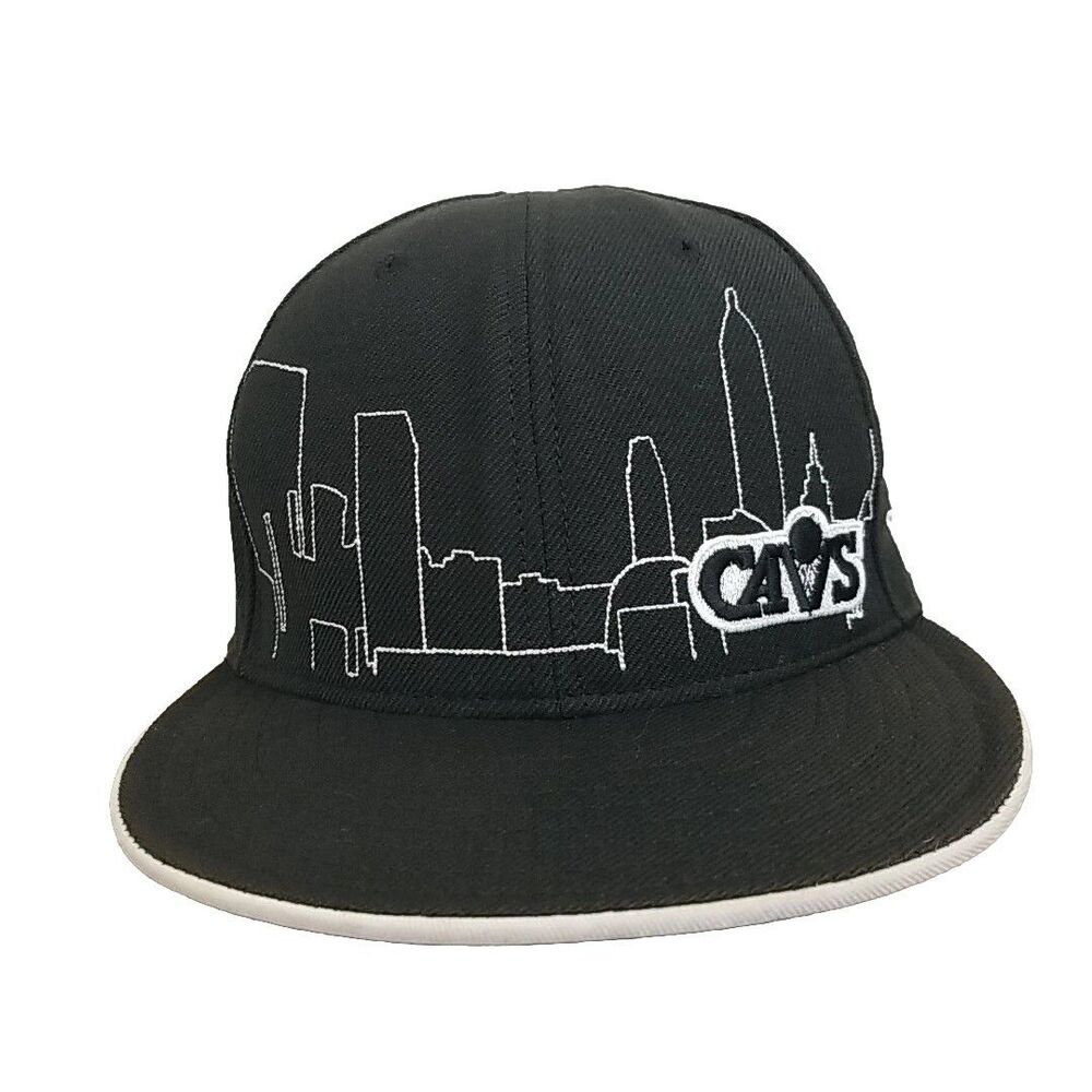 New Era 59Fifty Cleveland Cavaliers Hat Men's 7 3/8 City Skyline Cap Vtg Wool